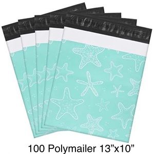 100 Pcs Blue Starfish Poly Mailers 10″x13″